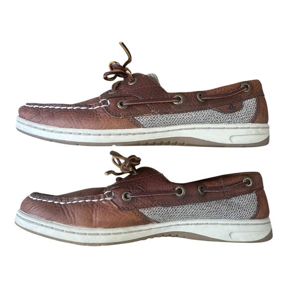 SPERRY Top Sider Classic Brown Leather Boat Fishercore Lace Up Shoe Women Sz 8.5 - Picture 4 of 7